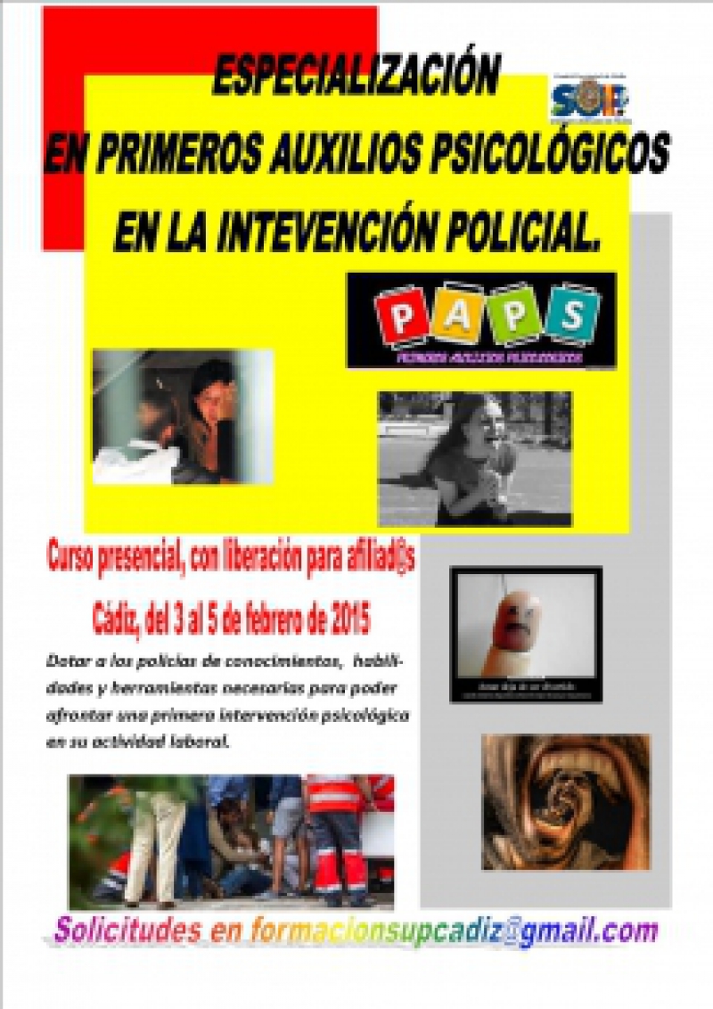 Especialización en Primeros Auxilios Psicológicos en la Intervención Policial 