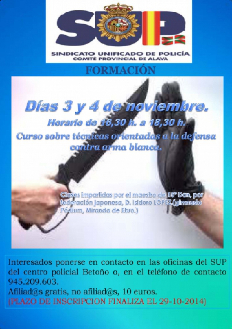 CURSO SOBRE TÉCNICAS DE DEFENSA CONTRA ARMAS BLANCAS