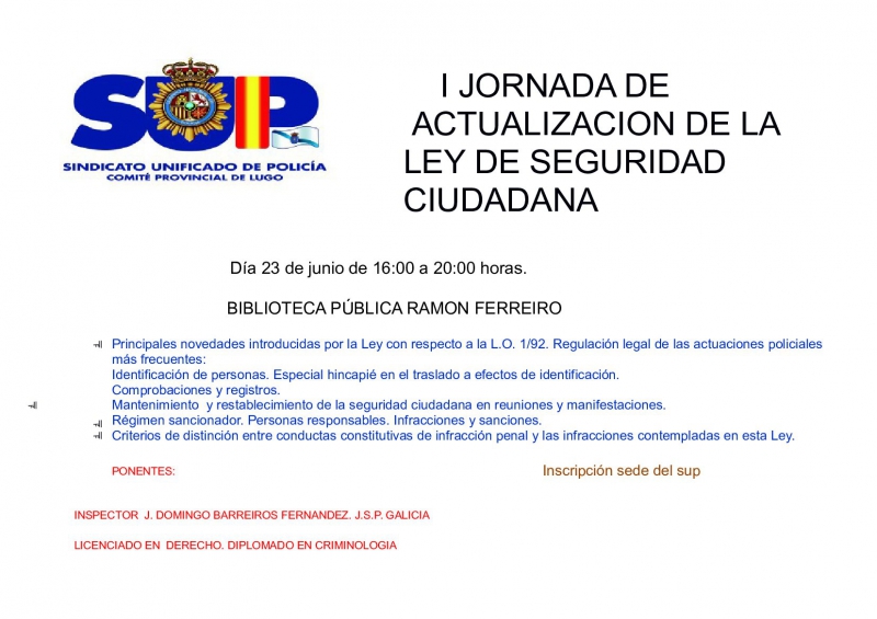 JORNADA DE ACTUALIZACION DE LA LEY DE SEGURIDAD CIUDADANA