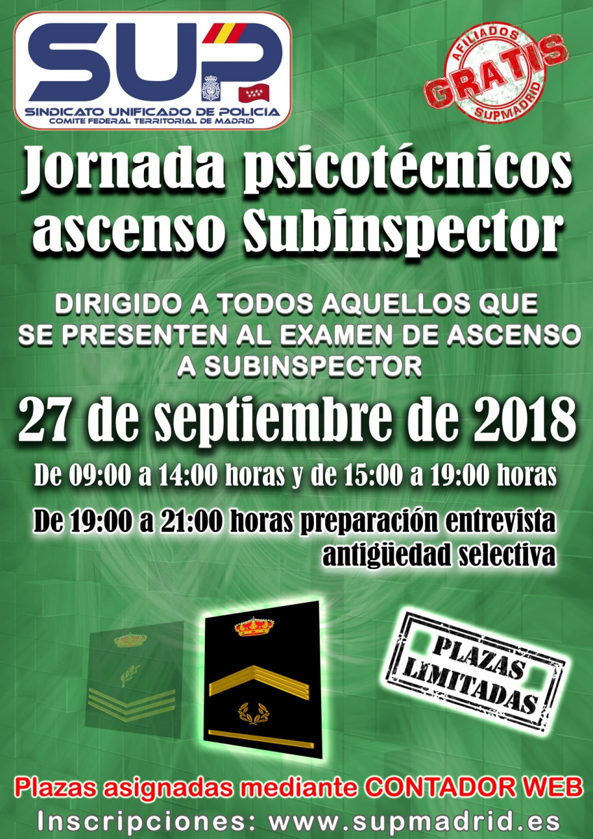 JORNADA DE PSICOTÉCNICOS DE ASCENSO A SUBINSPECTOR  