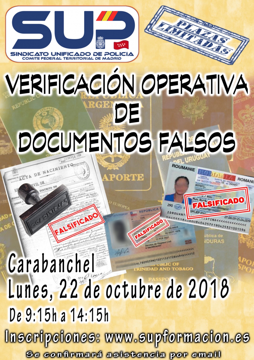 JORNADA VERIFICACIÓN OPERATIVA DE DOCUMENTOS FALSOS