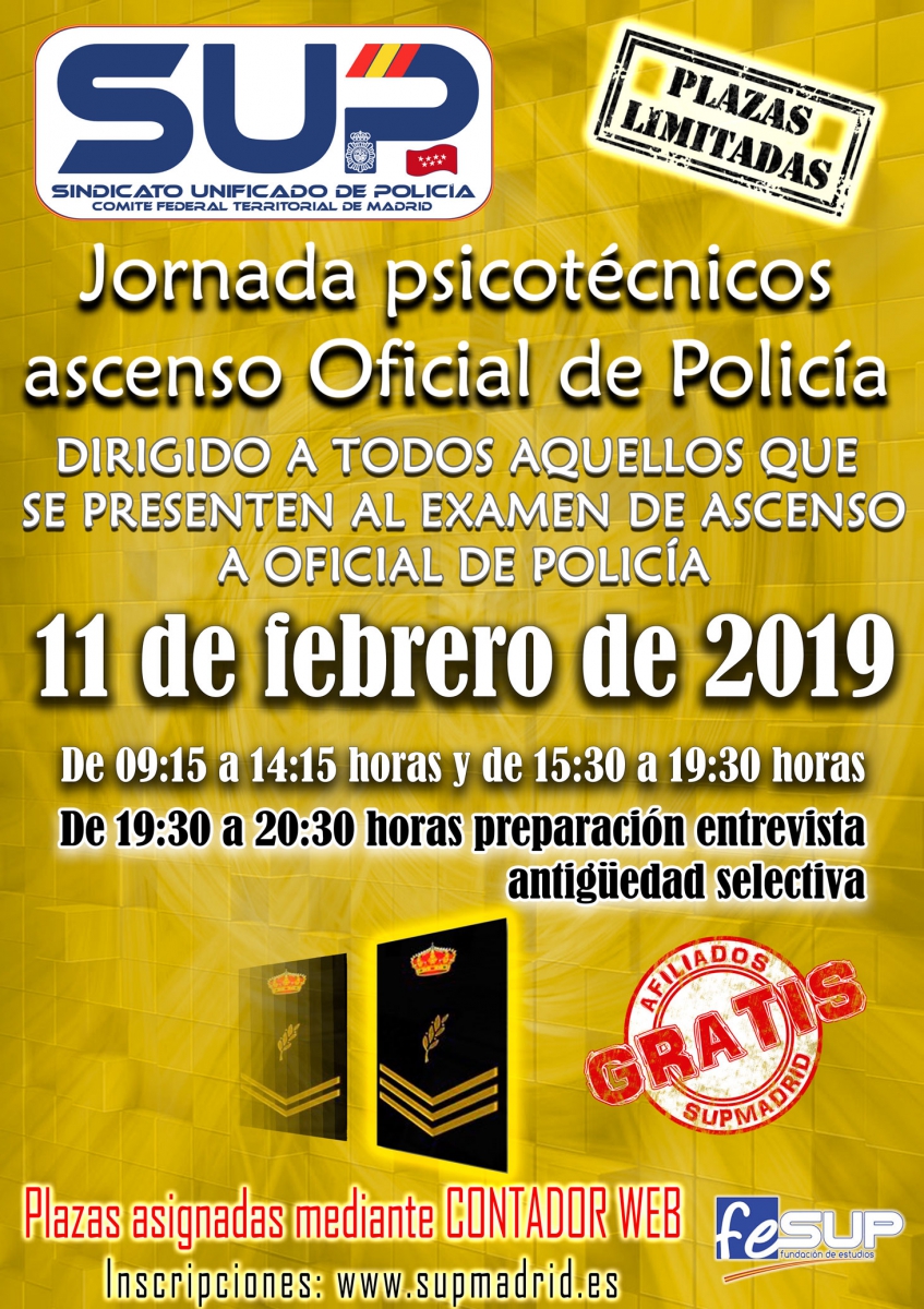 JORNADA PSICOTÉCNICOS ASCENSO OFICIAL DE POLICIA