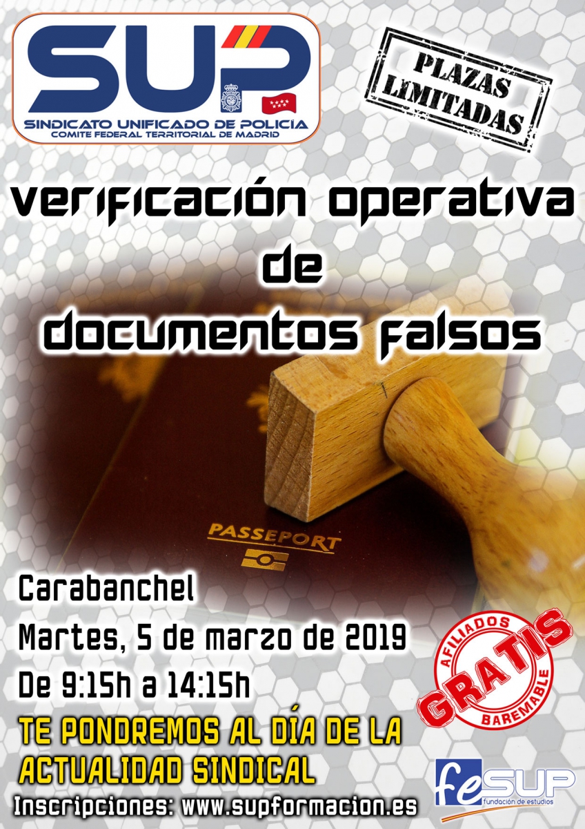JORNADA VERIFICACIÓN OPERATIVA DE DOCUMENTOS FALSOS