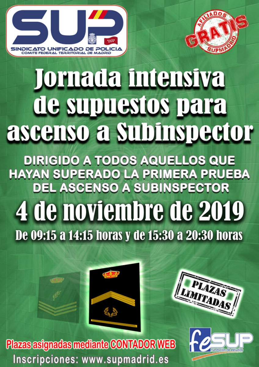 JORNADA INTENSIVA DE SUPUESTOS PARA ASCENSO A SUBINSPECTOR  