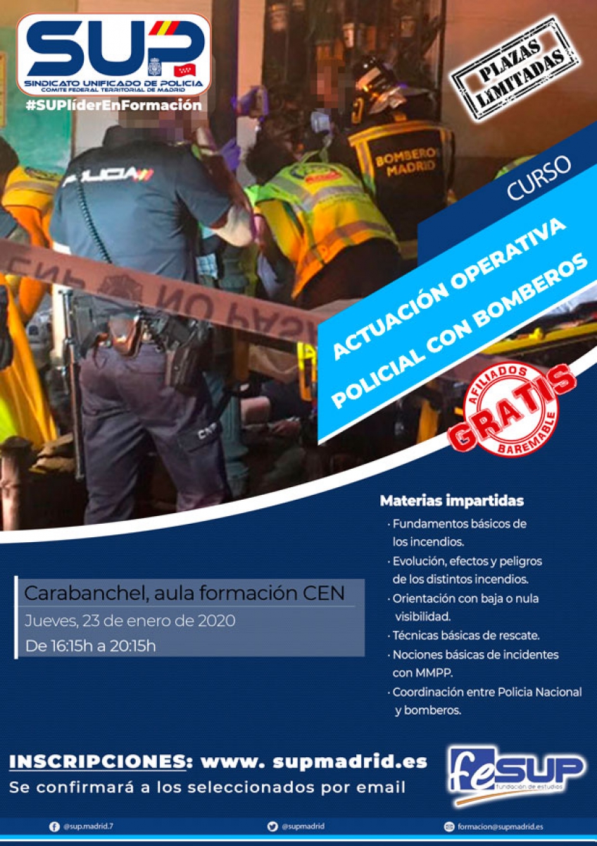 JORNADA  ACTUACIÓN OPERATIVA POLICIAL CON BOMBEROS
