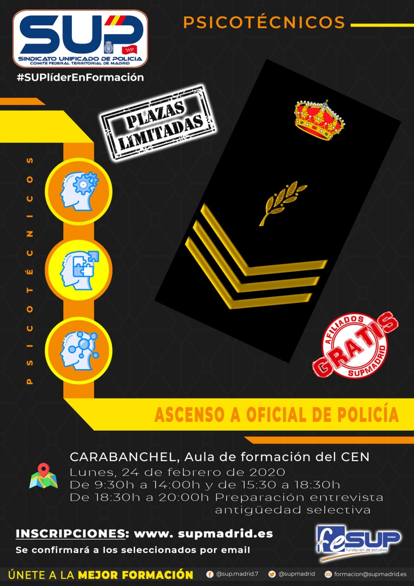 JORNADA INTENSIVA DE PSICOTÉCNICOS PARA ASCENSO A OFICIAL DE POLICÍA