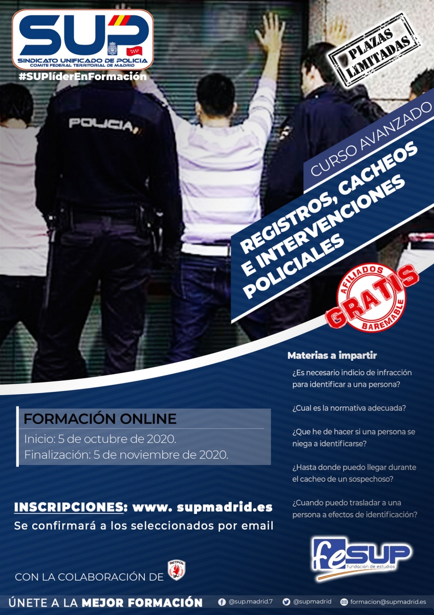 CURSO AVANZADO DE REGISTROS, CACHEOS E IDENTIFICACIONES POLICIALES