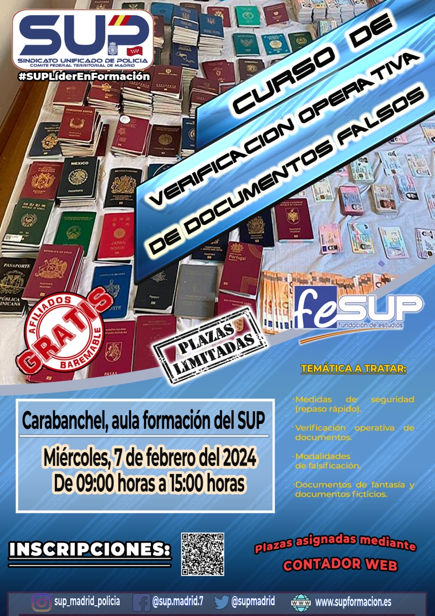 CURSO DE VERIFICACIÓN OPERATIVA DE DOCUMENTOS FALSOS