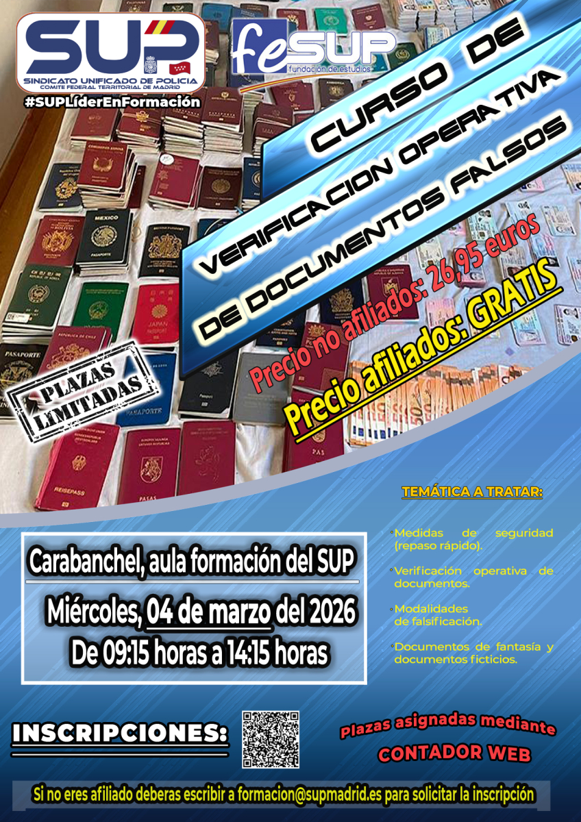 CURSO DE VERIFICACIÓN OPERATIVA DE DOCUMENTOS FALSOS