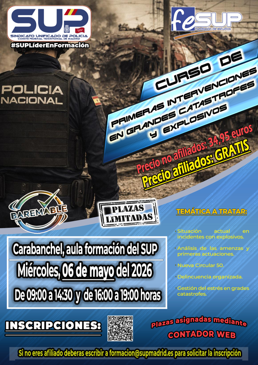 CURSO DE PRIMERAS INTERVENCIONES EN GRANDES CATÁSTROFES Y EXPLOSIVOS