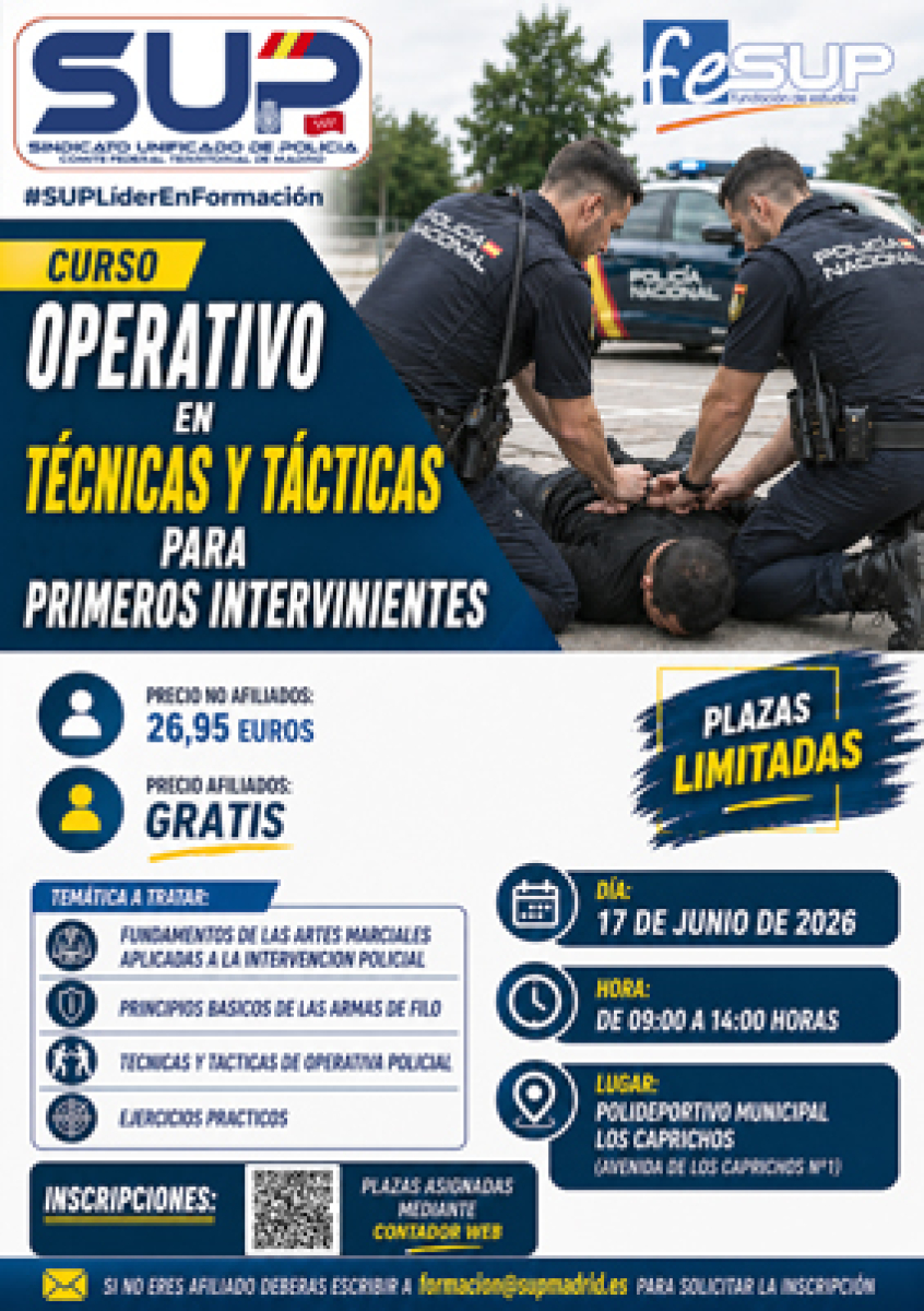 CURSO OPERATIVO EN TÉCNICAS Y TÁCTICAS PARA PRIMEROS INTERVINIENTES
