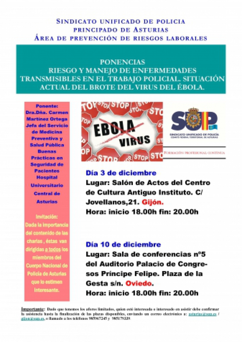 Riesgo y manejo de enfermedades transmisibles en el trabajo policial. Brote del virus ébola
