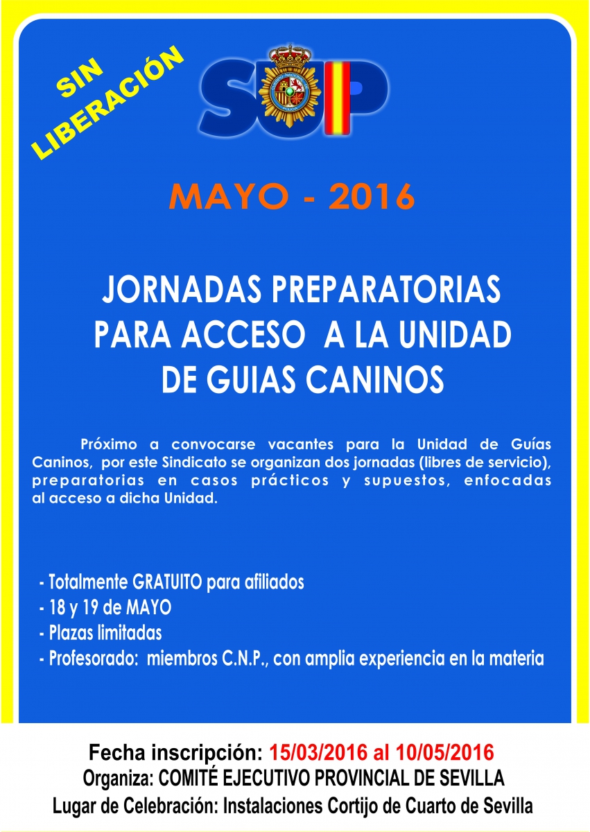 JORNADAS PREPARATORIAS PARA ACCCESO A GUIAS CANINOS