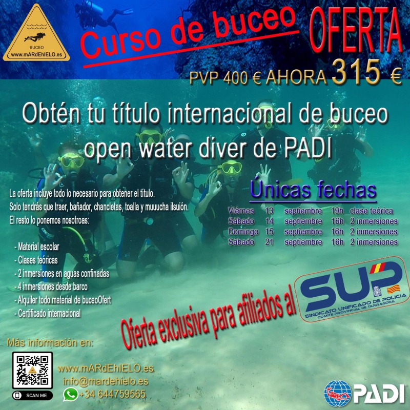 CURSO DE BUCEO OPEN WATER DIVER DE PADI