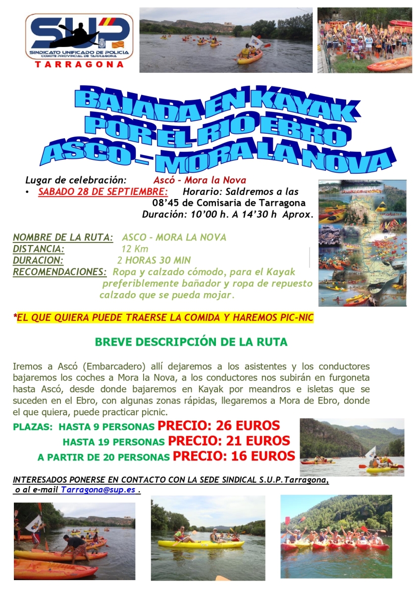 JORNADA DE KAYAK POR EL EBRO