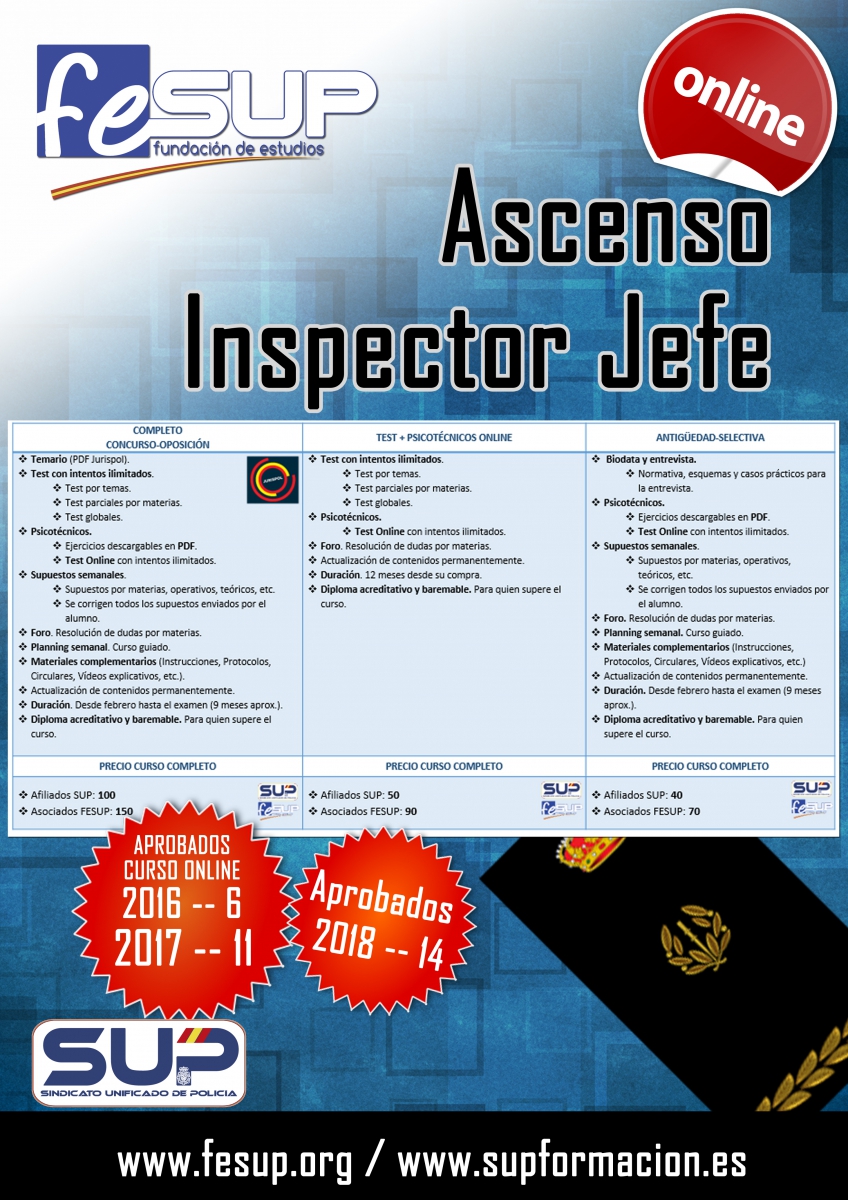 Preparación ascenso a Inspector Jefe 2019 - CURSO COMPLETO - Concurso Oposición
