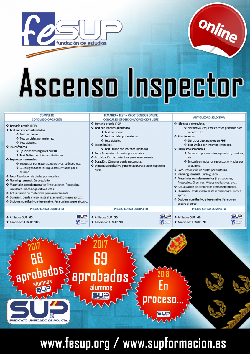 Preparación ascenso a Inspector 2019/20 - CURSO COMPLETO - Concurso Oposición