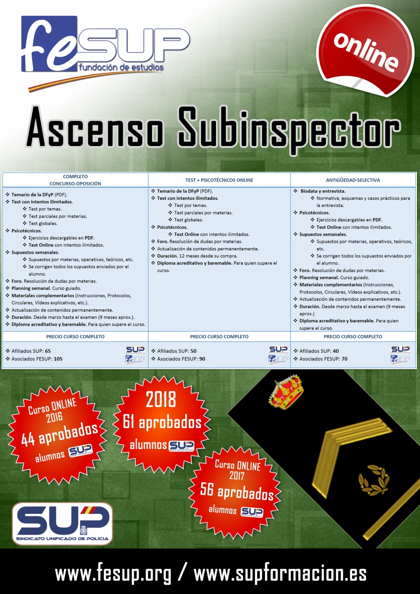 Preparación ascenso a Subinspector 2019 - CURSO CONCURSO-OPOSICIÓN