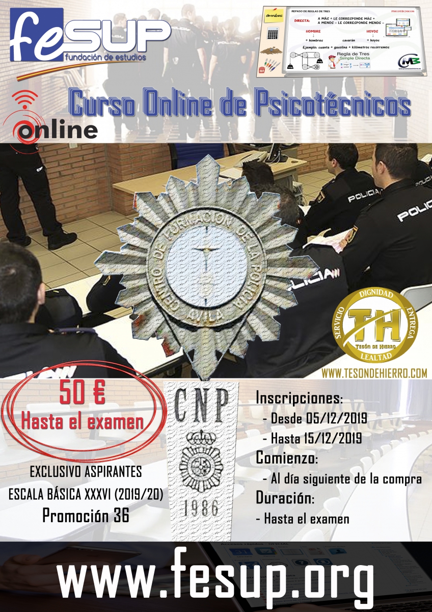 CURSO ONLINE DE PSICOTÉCNICOS - ACCESO A POLICÍA NACIONAL 2019/20 - EB36