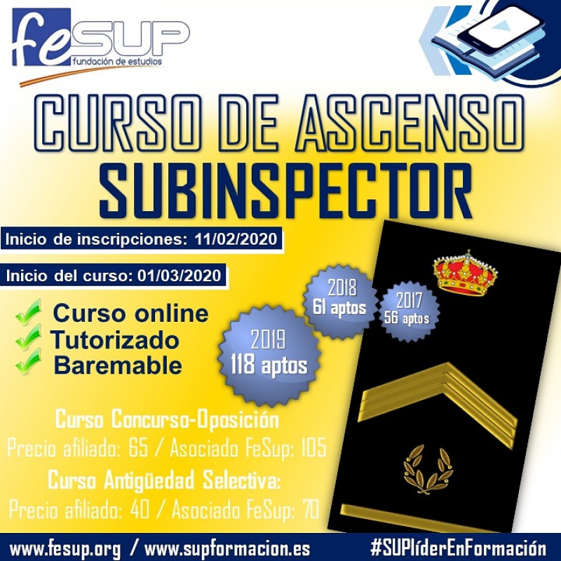 Preparación ascenso a Subinspector  2020 - Concurso Oposición