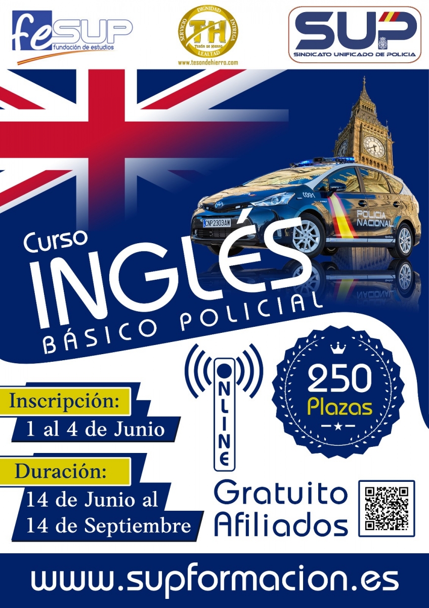 Curso On Line «INGLÉS Básico Policial» 250 plazas gratuitas para AFILIADOS/AS
