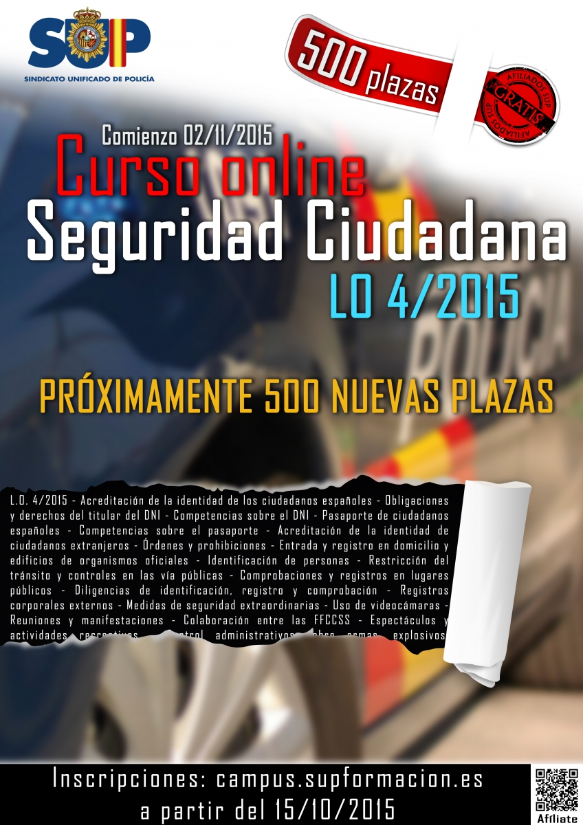 Curso de LO 4/2015 de Protección de la Seguridad Ciudadana 