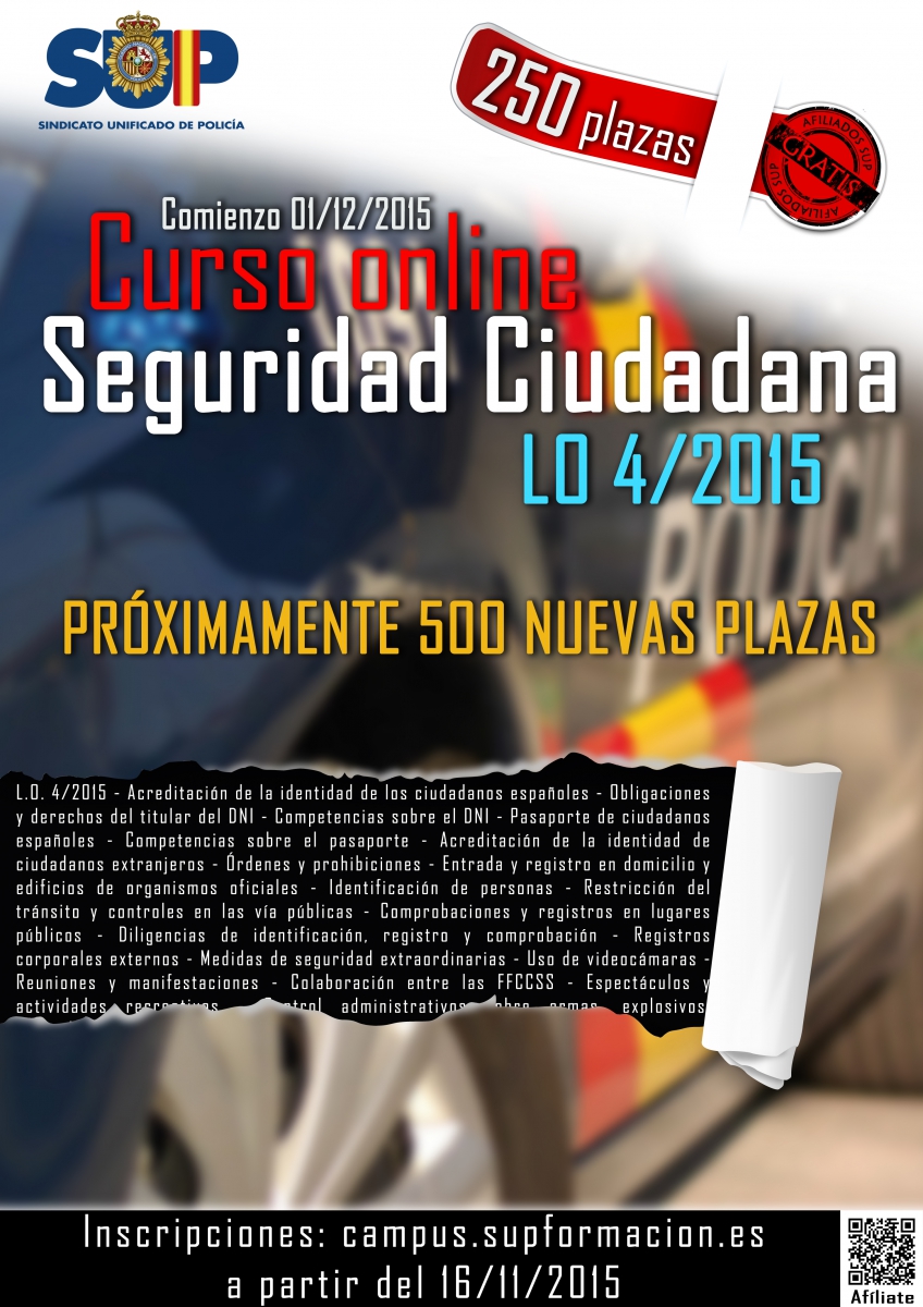 Curso de LO 4/2015 de Protección de la Seguridad Ciudadana 