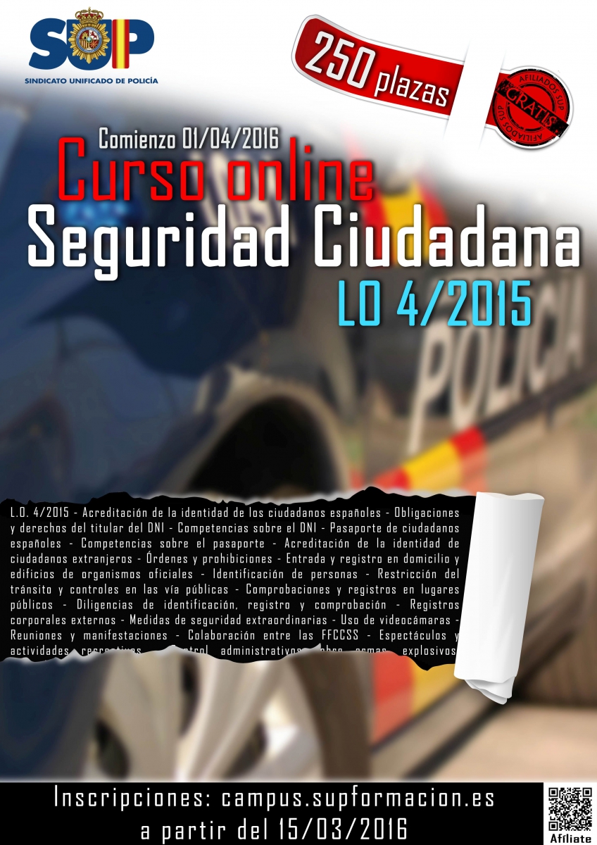 Curso de LO 4/2015 de Protección de la Seguridad Ciudadana (9º)