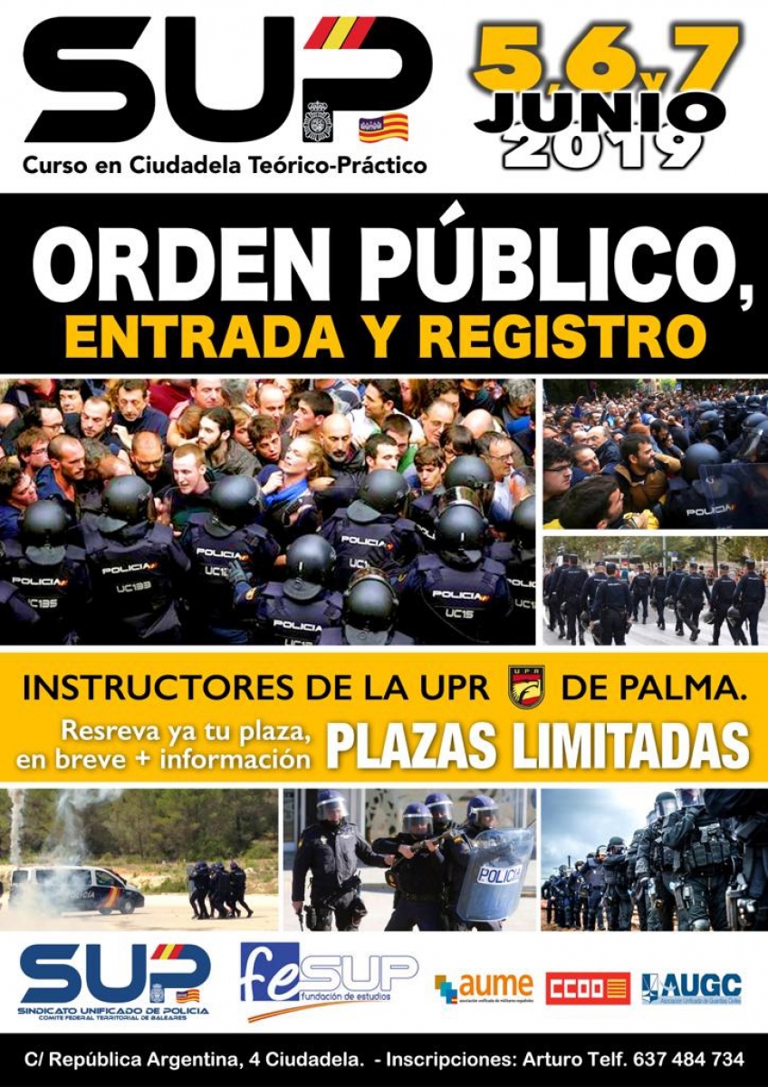 Menorca - Orden Público, Entrada y Registro