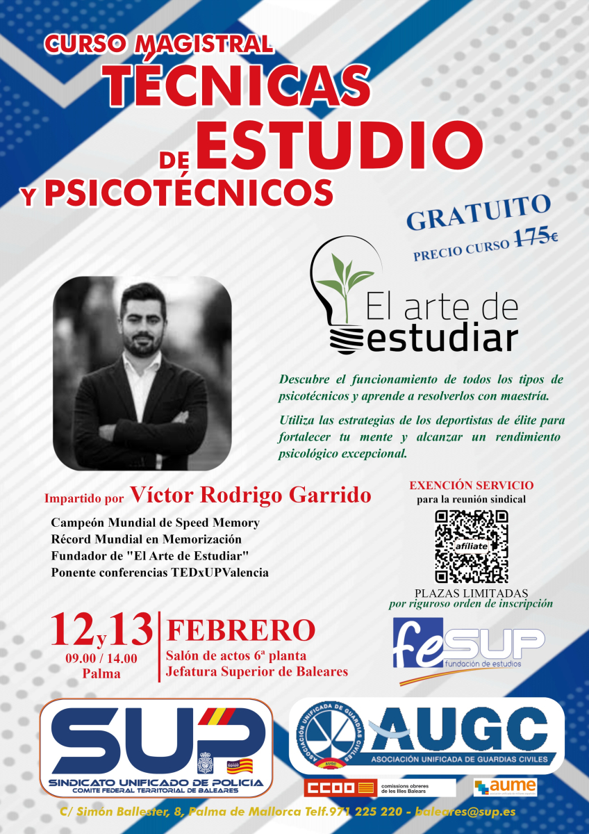 Técnicas de Estudio y Psicotécnicos con Víctor Rodrigo Garrido - Mallorca