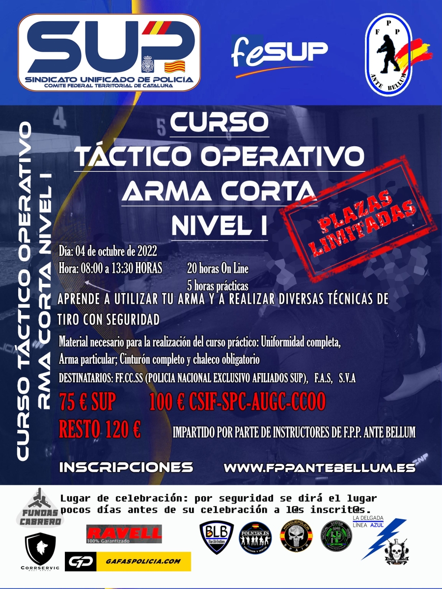CURSO TACTICO OPERATIVO ARMA CORTA NIEVEL I