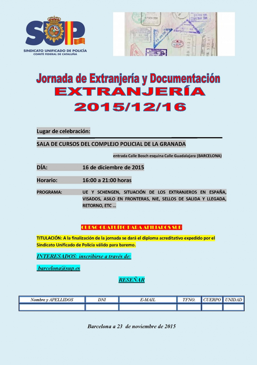 JORNADA DE EXTRANJERÍA Y DOCUMENTACIÓN