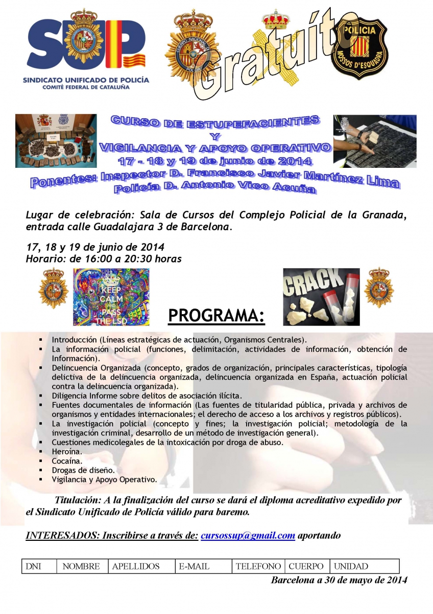 CURSO DE ESTUPEFACIENTES Y APOYO OPERATIVO