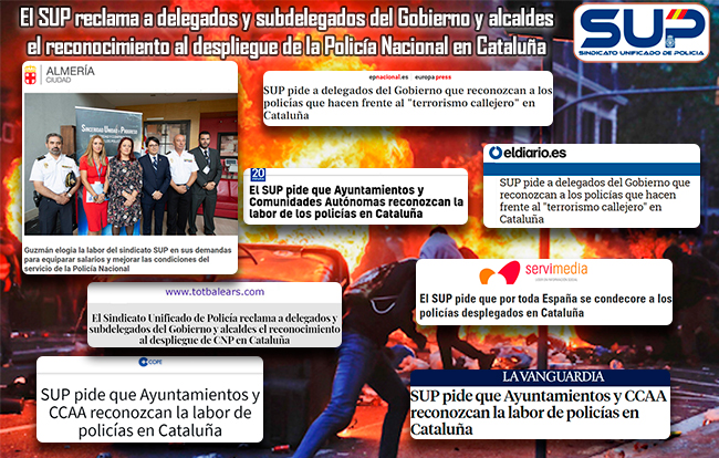 El SUP reclama a delegados y subdelegados del Gobierno y alcaldes el reconocimiento al despliegue de CNP en Cataluña