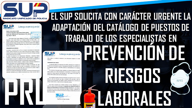 El SUP solicita con carácter urgente la adaptación del Catálogo de Puestos de Trabajo de los especialistas en prevención de riesgos laborales